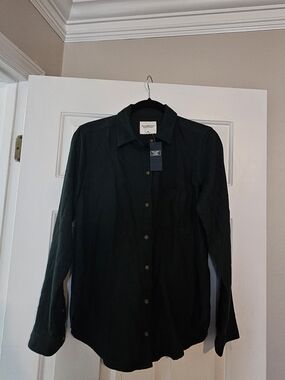 Abercrombie & Fitch Dark Green Long-Sleeve Button-Down Shirt
